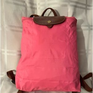 Longchamp backpack, pink canvas